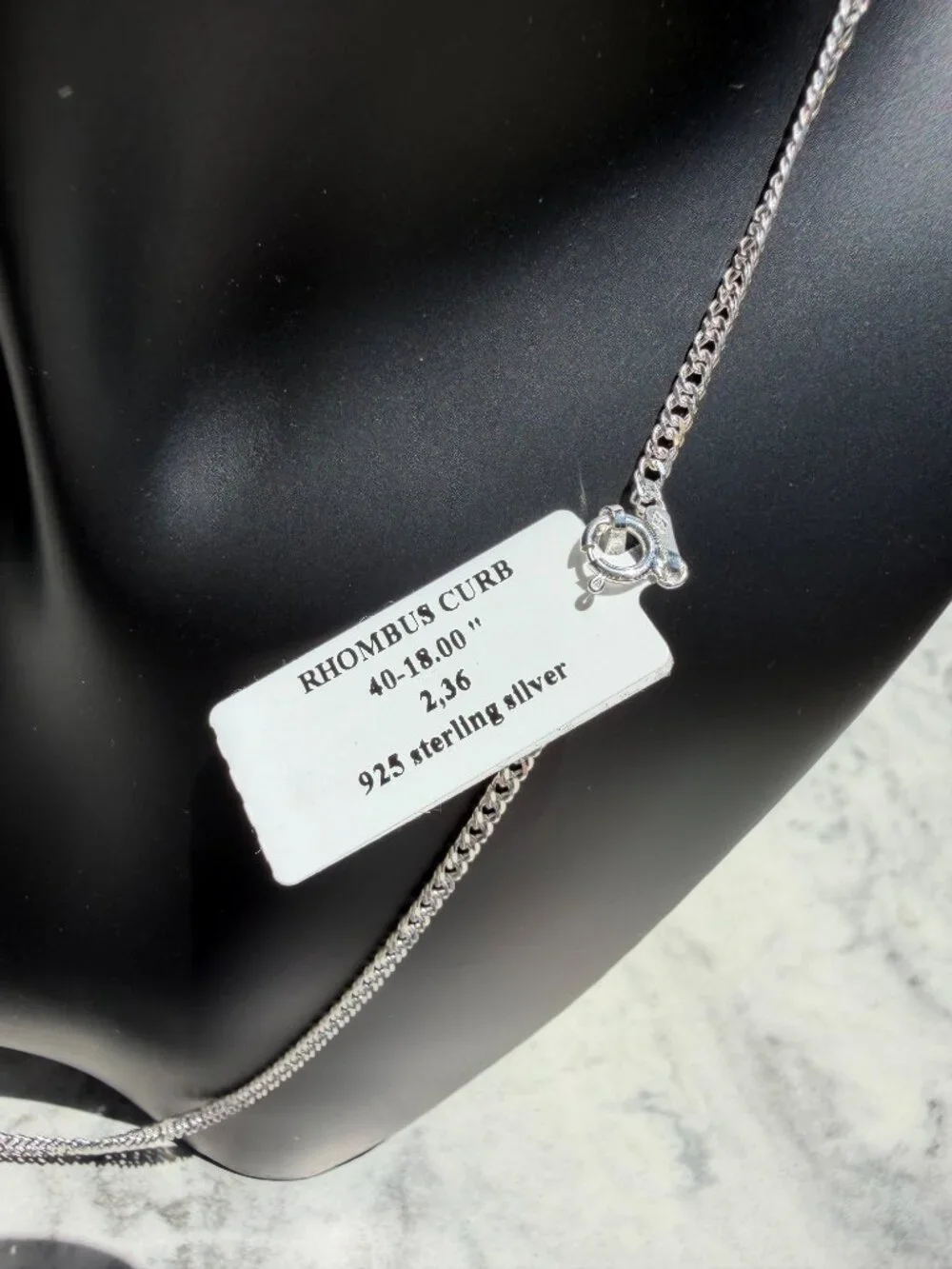 Sterling Silver Rhombus Curb Chain — 18